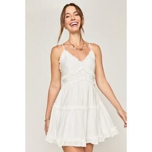 Mi Ami white ruffle mini dress - size xsmall